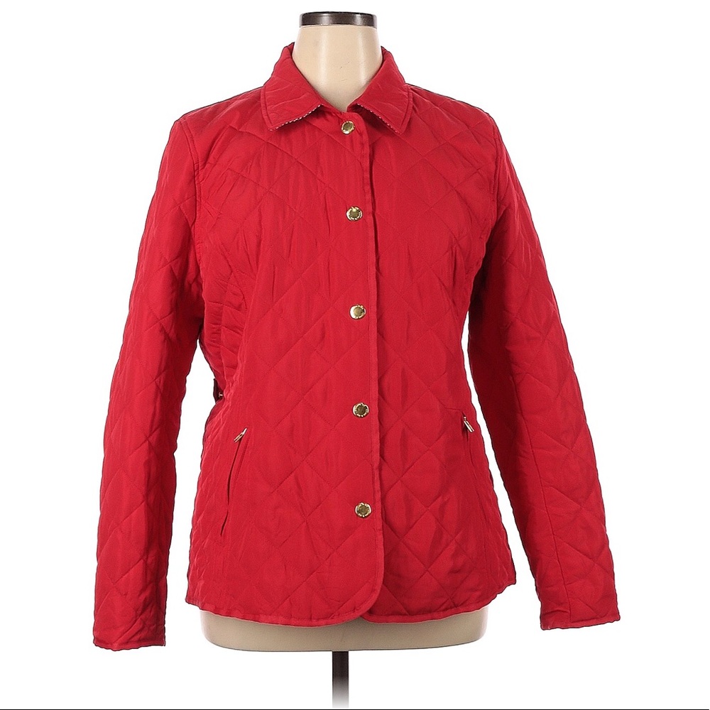 ❤️❤️ Crown & Ivy Womens Petite Large Red Polyester Jacket ❤️❤️